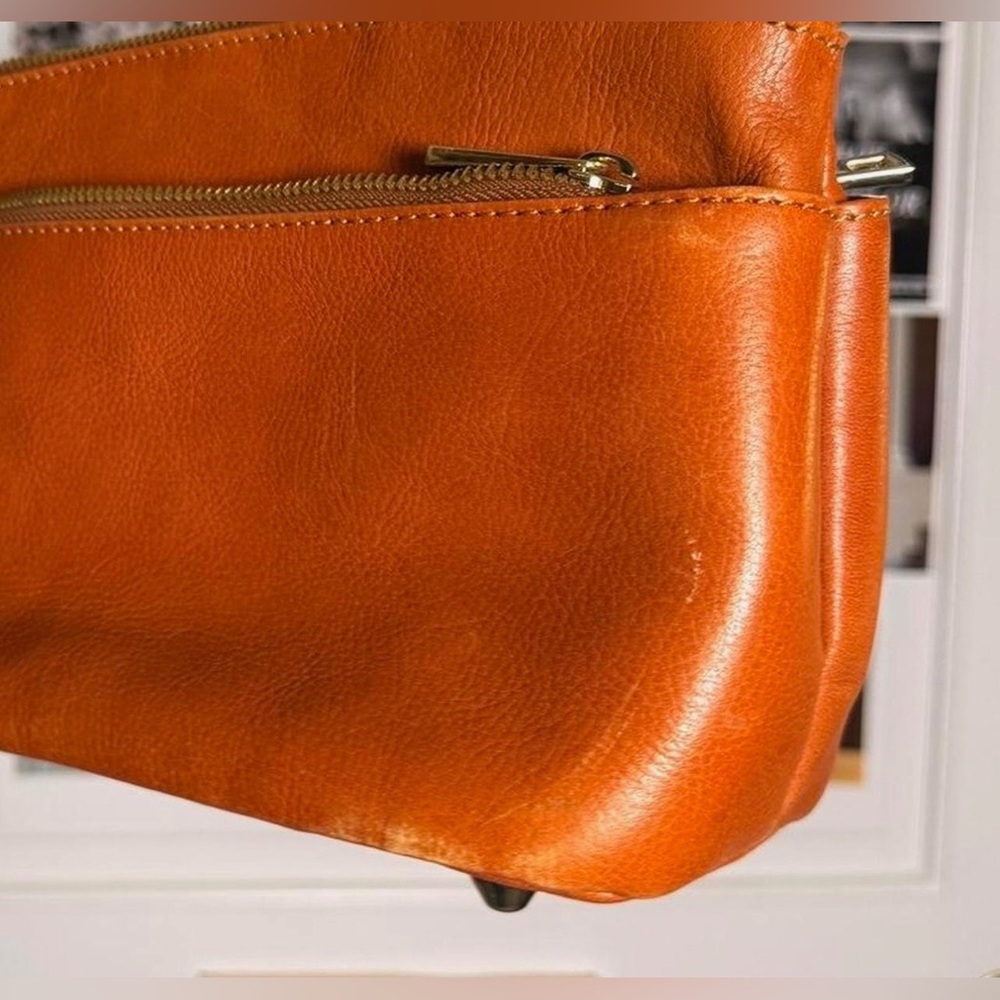 Divina Firenze Italy Lilia Orange Genuine Leather Crossbody Purse - Picture 3 of 7